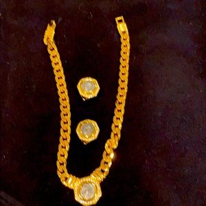 Coin costume gold necklace with matching earrings